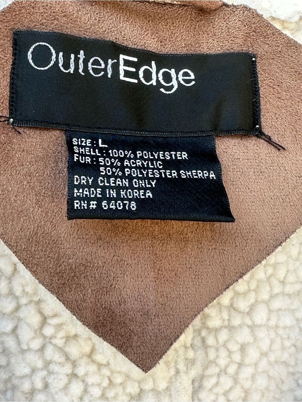 Outer Edge Y2K Faux Suede & Sherpa Lined Hooded Knee Length Coat Size Large - Picture 4 of 11